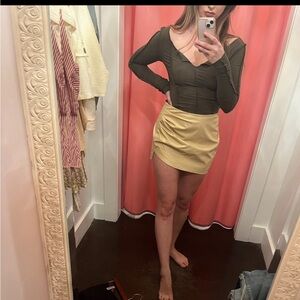 Faux leather mini skort